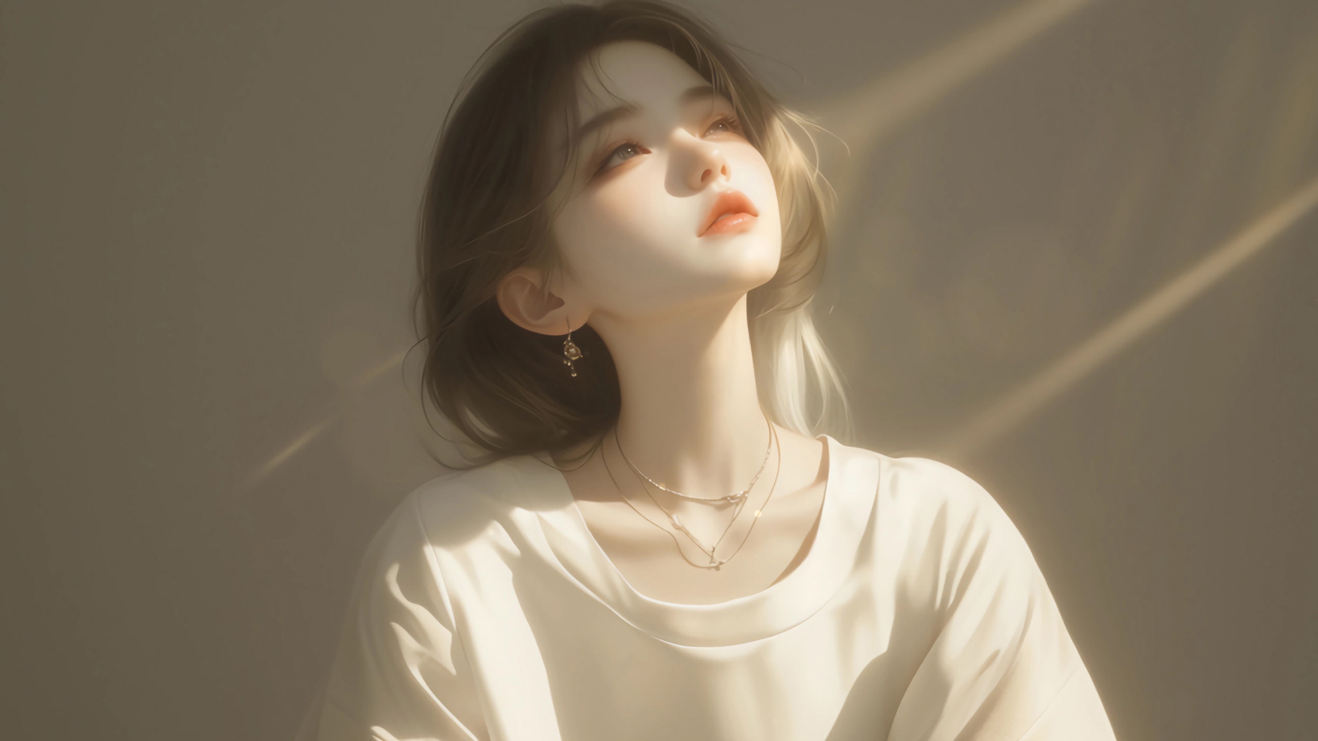 阳光,女孩,阳光,项链