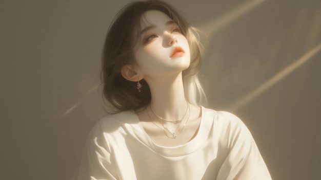 阳光,女孩,阳光,项链